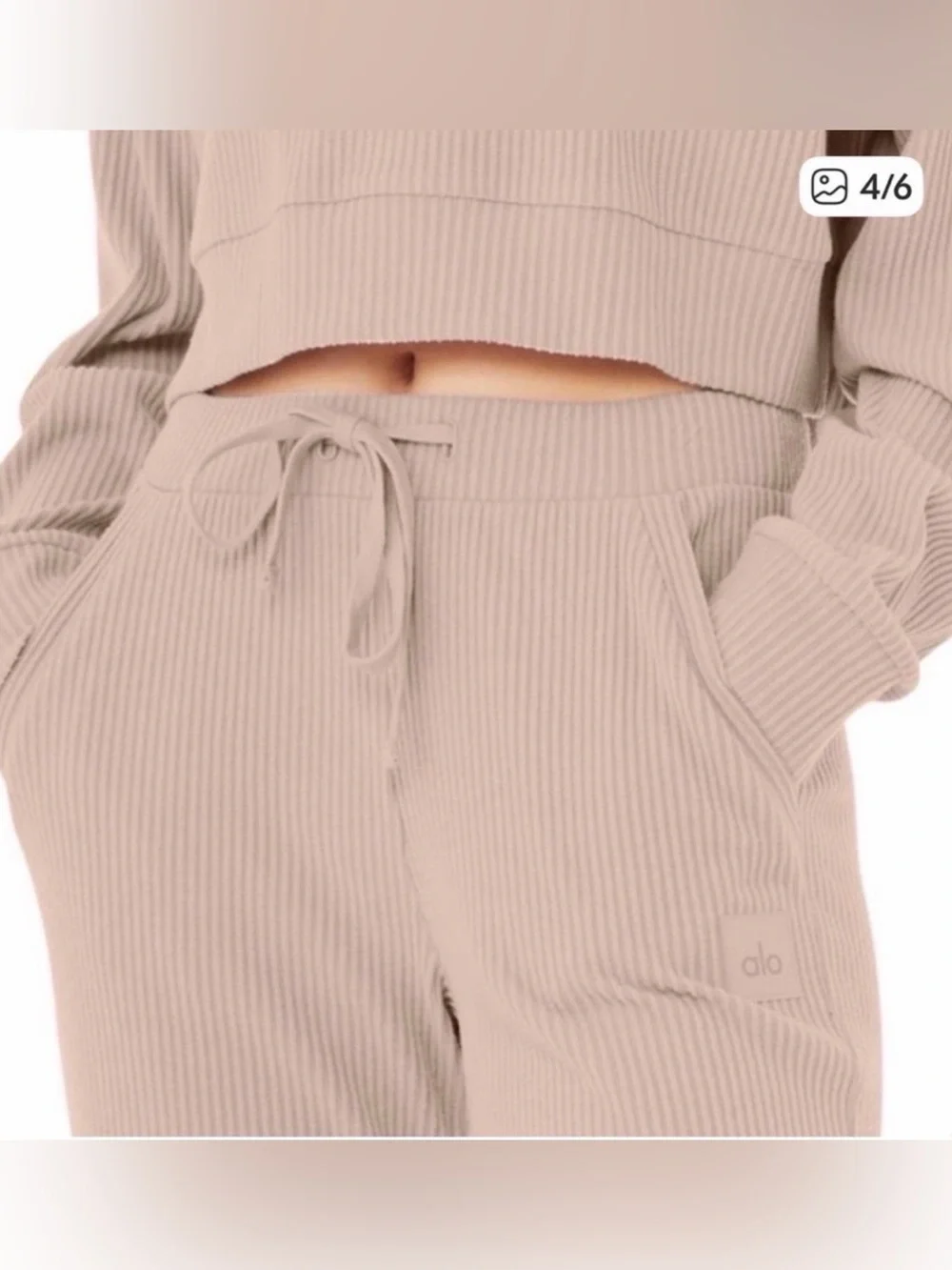 Alo Yoga Ribbed Muse Sweatpants Joggers Small Dusty Rose Casual Comfort Soft